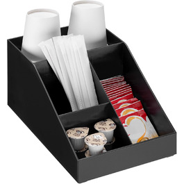 Navaris Coffee Dispenser Organizer - Accessory Storage - Coffee Bar for sugar, milk, napkins, capsules - Coffee Station with 7 Compartments (4 compartments, Black)