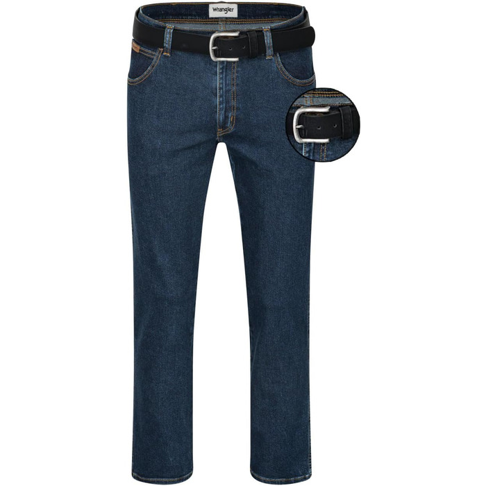 Джинси чоловічі Wrangler Texas Regular Fit Authentic Straight Darkstone + Чорний ремінь 34W/32L