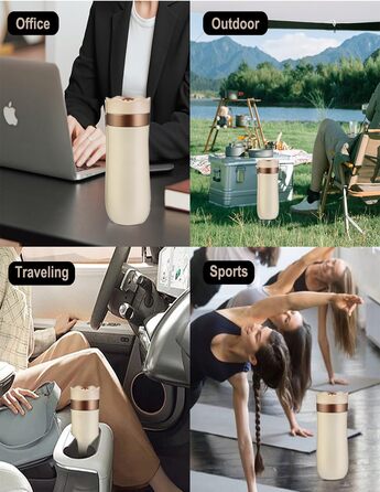 Френч-прес для кави: портативна кавоварка з тришаровим фільтром, чашка-термос з нержавіючої сталі, для приготування кави, чаю та води