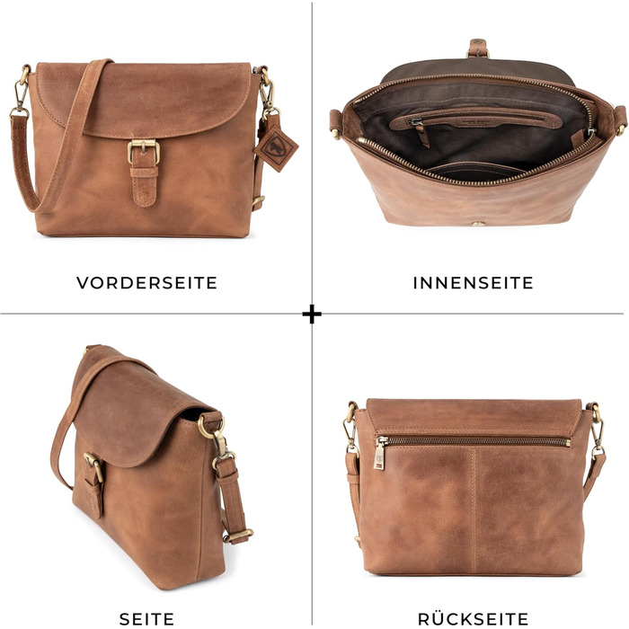 Сумка через плече Berliner Bags Catalina вінтажна шкіряна, Camel - жіноча кросбоді сумка середнього розміру з магнітним закриттям