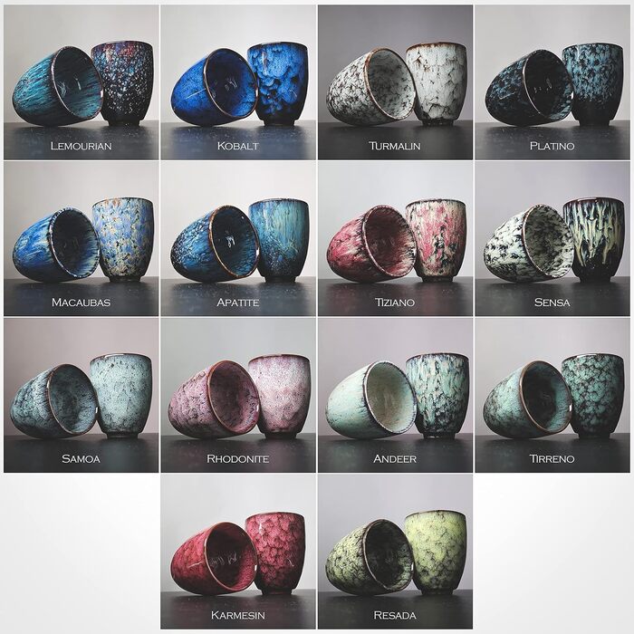 Керамічні чашки Ganzoo для кави та чаю, набір 2 шт, 200 мл, сучасний дизайн, без ручки, унікальні кольори