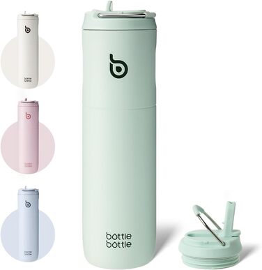 BOTTLE BOTTLE Insulated Stainless Steel Water Bottle 750 ml with Straw, Lid & Handle – Leak-Proof, BPA-Free, Double-Walled – Ideal Water Bottle for Sports, Travel & Fitness (Green)