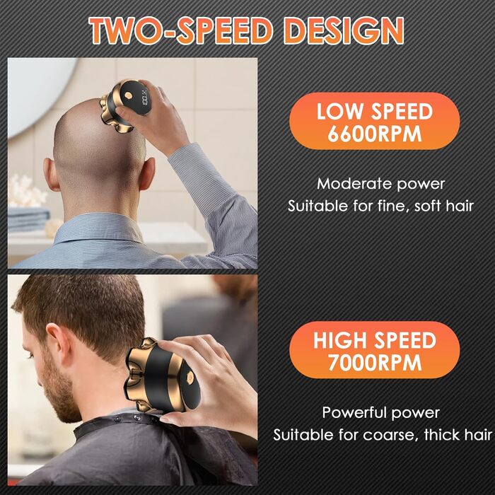 Електрична бритва чоловіча 7D Glatzen з плаваючою головкою, LED-дисплеєм, 2 режимами, Type-C зарядка, водонепроникна, акумулятор 120 хв, золотий колір