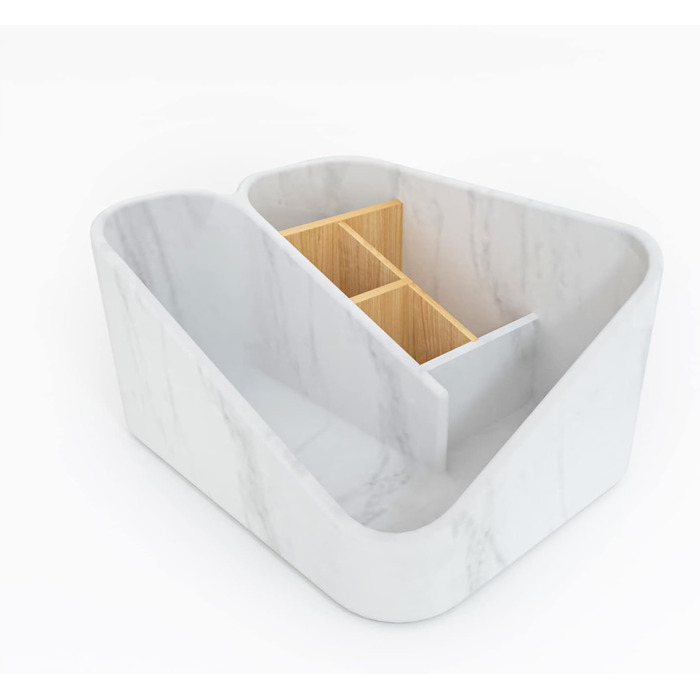 Bathroom toothbrush holder, bathroom organizer, countertop, bathroom storage organizer for toothbrush, vanity countertop, and other items, white marble color