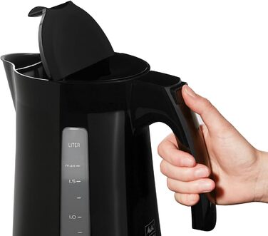 Електричний чайник MELITTA Enjoy Aqua, 1.7 л, 2400 Вт, чорний/червоний, знімний фільтр від накипу