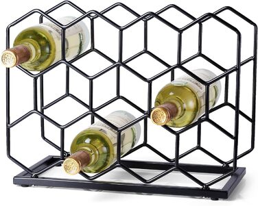 Drincarier Countertop Wine Rack, 14 Bottles, Freestanding, Modern Gold Metal, Pantry, Wine Bottle Storage (Bottles) (Black)