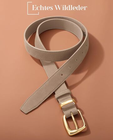 Жіночий шкіряний ремінь VONMELLI вінтажний замшевий, регульований для суконь, джинсів, костюмів з модною золотою пряжкою, колір хакі, розмір талії 66-77 см