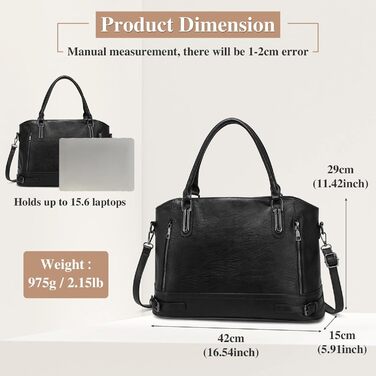 Сумка жіноча VINBAGGE PU шкіра шопер Vintage чорна для офісу та щодня