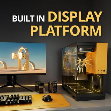 Корпус для ігрового ПК Geometric Future M5 з темперованим склом, Mid Tower, E-ATX/ATX, сталь 1.2mm, Type C, без інструментів, підтримка радіатора 420/360, подвійний відсік, GEO-M5-BNY (чорний/жовтий)