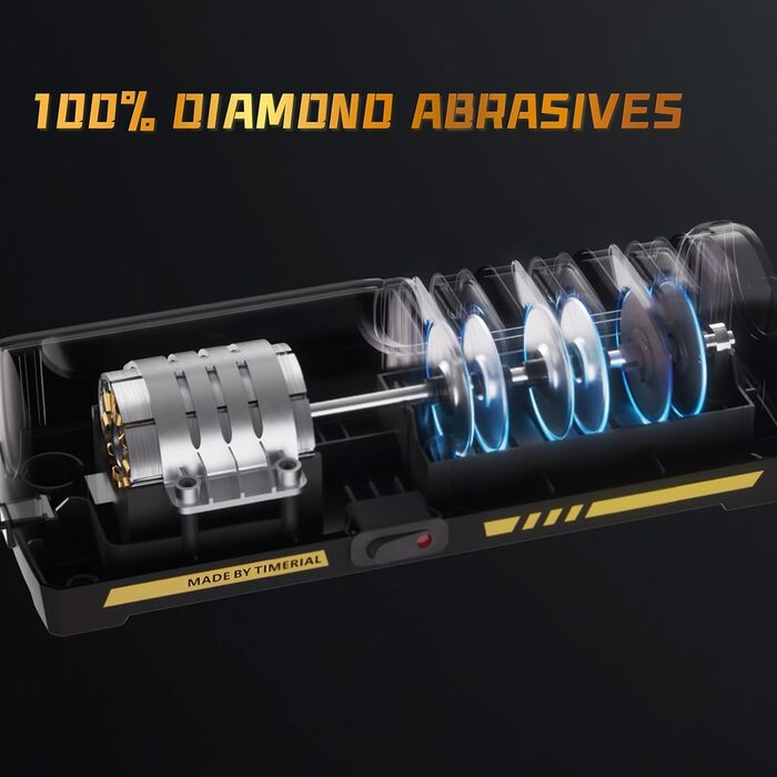 Електричний точило для ножів 3 ступені алмазних шліфрісків, 15° прецизійна кутова направляюча, для заточування та полірування сталевих та керамічних кухонних ножів, 120/600/1000 гріт