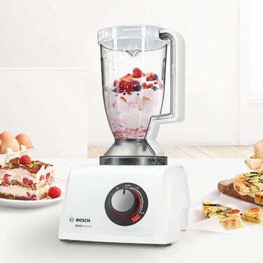 Bosch Compact Kitchen Machine MultiTalent 8 MC812W501, XXL Mixing Bowl 3.9 L, Mixer 1.5 L, Universal Knife, Grater Disc, Slicing/Shredding Combination Disc, Potato Pancake Disc, 1000 W, white