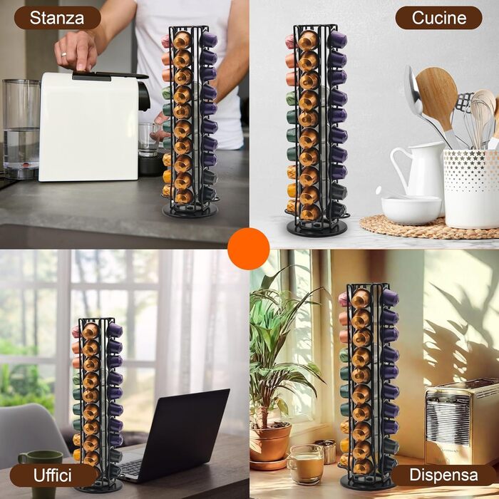 Поворотний тримач для капсул Nespresso OriginalLine на 40 капсул, чорний