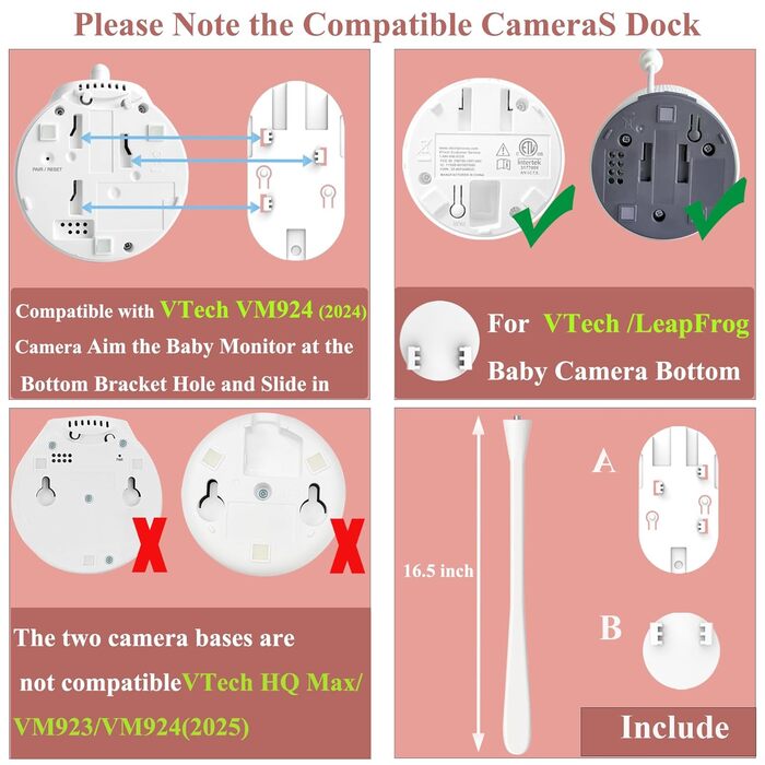 Кріплення для дитячого відеоняні Derebir, сумісне з GHB, BOIFUN, Momcozy, VTech, Leapfrog (18.3 дюйми)