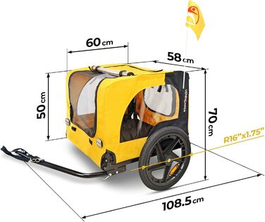 Причіп для собак до велосипеда, складаний, з прапорцем та ременем. Доступні кольори: червоний, пісочний, м'ятний, фіолетово-блакитний, військово-блакитний, військово-зелений