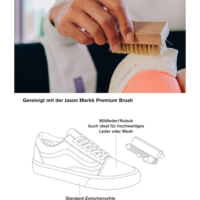 Jason Markk Cleaning Brush and 8oz/236ml Deep Cleaner Set - For cleaning and care of shoes and various materials (8oz + Premium Brush Bundle)