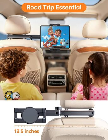 Універсальний тримач для планшета в авто Coolpow: кріплення на спинку сидіння, регульований, 360° обертання, сумісний з iPad, Samsung Tab, смартфоном (4.7-13 дюймів)