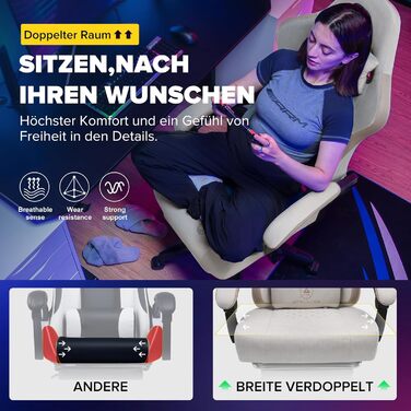 Ігровий крісло GTPLAYER Ergonomiczne з підлокітниками, підставкою для ніг та м'якою оббивкою (Бежево-коричневий)