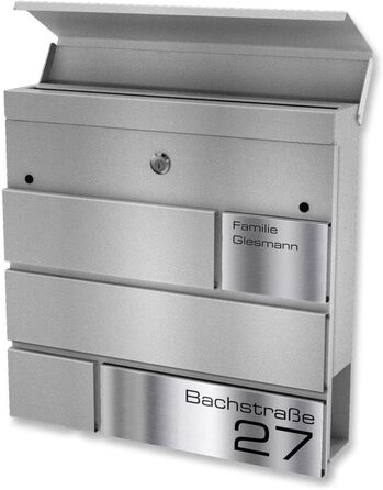 Поштова скринька Metzler G антрацит RAL 7016, з гравіюванням та табличкою з нержавіючої сталі, настінна, 37x37x10.5 см