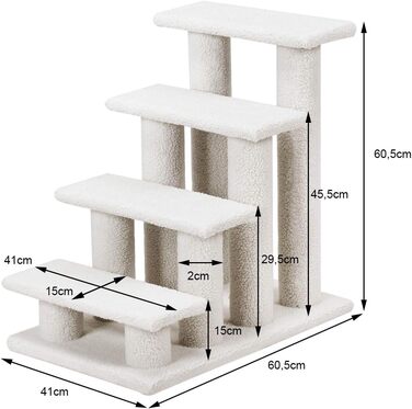Сходинка для котів та собак GOPLUS - Кліматичний комплекс з драбиною, котячий будиночок, когтеточка (білий)