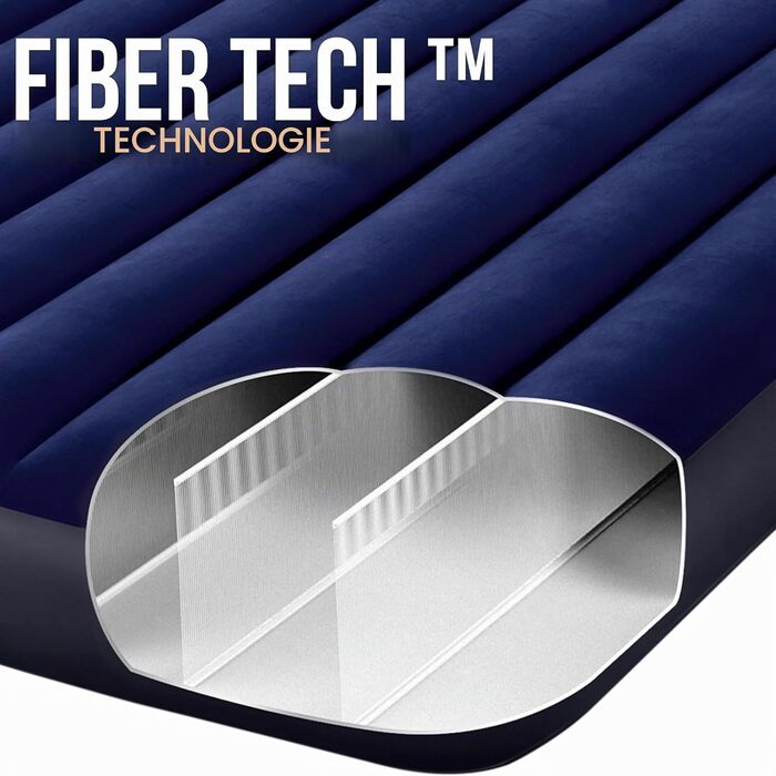 Повітряний матрац двоспільний Intex Dura-Beam Fiber-Tech (64758) для кемпінгу та гостей, 203 x 183 x 25 см, навантаження до 272 кг