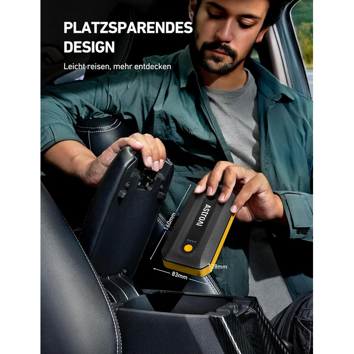 Powerbank Starthilfe AstroAI B8 для автомобілів: Jump Starter 12V, QC 3.0 USB, LED, для бензину/дизеля (7.0L/5.5L)