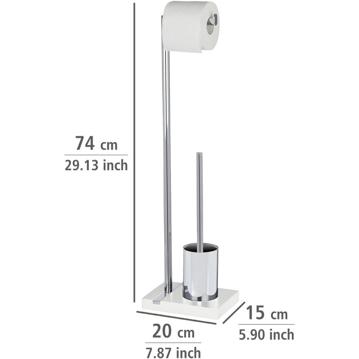 Набір для туалету WENKO Noble Elegante: тримач щітки та рулону туалетного паперу, полірезин, чорний, 20 x 74 x 15 см