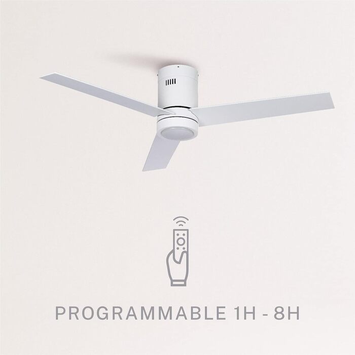 Стеляний вентилятор Windminimal білий з підсвіткою та пультом, тихий, DC-двигун, 40W, діаметр 132 см, 6 швидкостей, літньо-зимовий режим