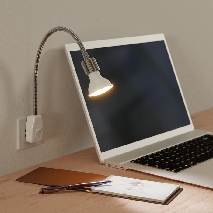 Світлодіодна настільна лампа LESCH з гнучкою ніжкою (хром/чорний), 2 шт. GU10 LED (тепле біле світло, 7.6W, 1103lm, кут 33°)