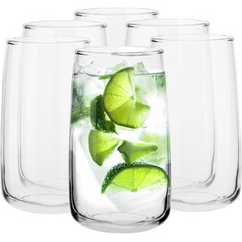 Water Glasses Set | Highball Glasses Set | 480 ml | Set of 6 | Large Drinking Glasses Drinking Glasses Set Highball Glasses Water Glass Juice Glass | Dishwasher Safe | Emma Collection