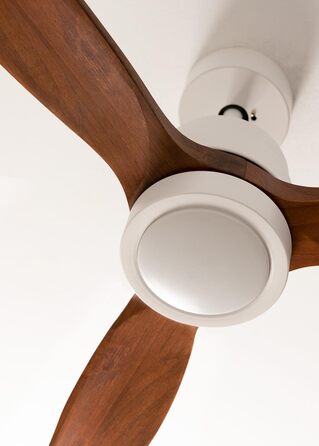 Вентилятор стельовий CREATE WINDSTYLANCE Natural Wood з підсвічуванням, білий, Wi-Fi, пульт, 40W, Ø132 см, літній/зимовий режим, дерев'яні лопаті, з вимикачем на стіні