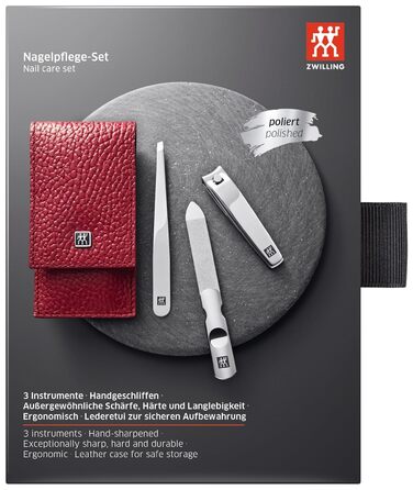 Zwilling Classic Inox Etui: Набір з 3 предметів (шкіряний етикет, обрізчик нігтів), нержавіюча сталь