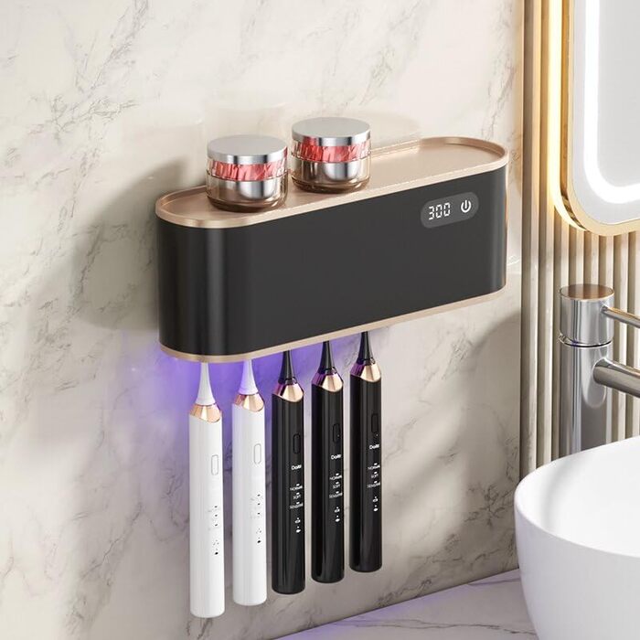 Електричний стерилізатор зубних щіток UV, USB-організатор для 5 щіток, чорний