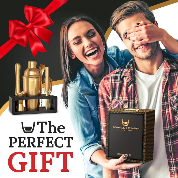 Набір шейкерів для коктейлів Highball & Chaser: Набір бармена для дому, міксологія, коктейльний бар + E-Book з 30 рецептами (Чорний)