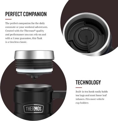 Термос König Travel Mug з нержавіючої сталі - Матовий Чорний (470 мл)