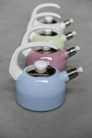 Riess, 0543-033, Flötenkessel Plus, CLASSIC-WHITE, Capacity 2 liters, Diameter 18.4 cm, 3-fold enameled, white, Water kettle, Induction