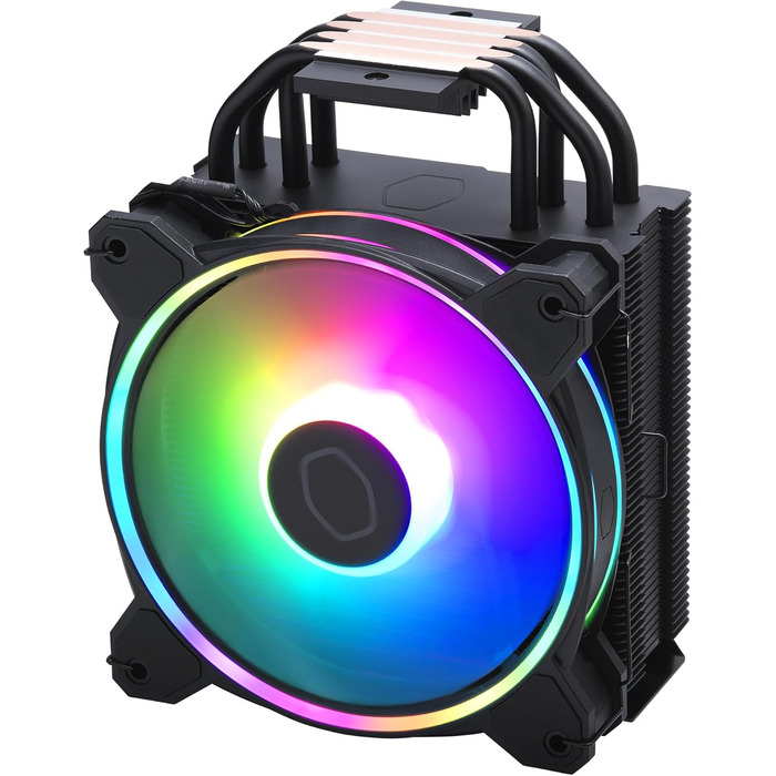 Cooler Master Hyper 212 Halo: Кулер для CPU з RGB підсвічуванням, чорний, LGA1700 & AM5, 4 теплові трубки