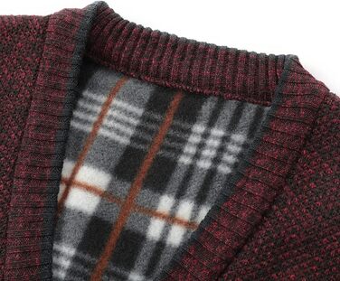 Чоловічий в'язаний кардиган Allthemen з V-подібним вирізом, з підкладкою, на кнопках, з грубої в'язки, теплий, перехідний, розмір 4XL, бордовий