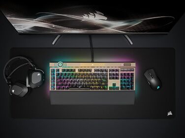 Механічна ігрова клавіатура Corsair K100 RGB Midnight Gold з перемикачами Cherry MX Low Profile, Bluetooth, сумісна з iCUE, QWERTZ DE, чорна