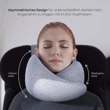 Подушка для шиї Ostrichpillow Go - з Memory Foam, ергономічний дизайн, синій колір, у комплекті сумка, знімний чохол