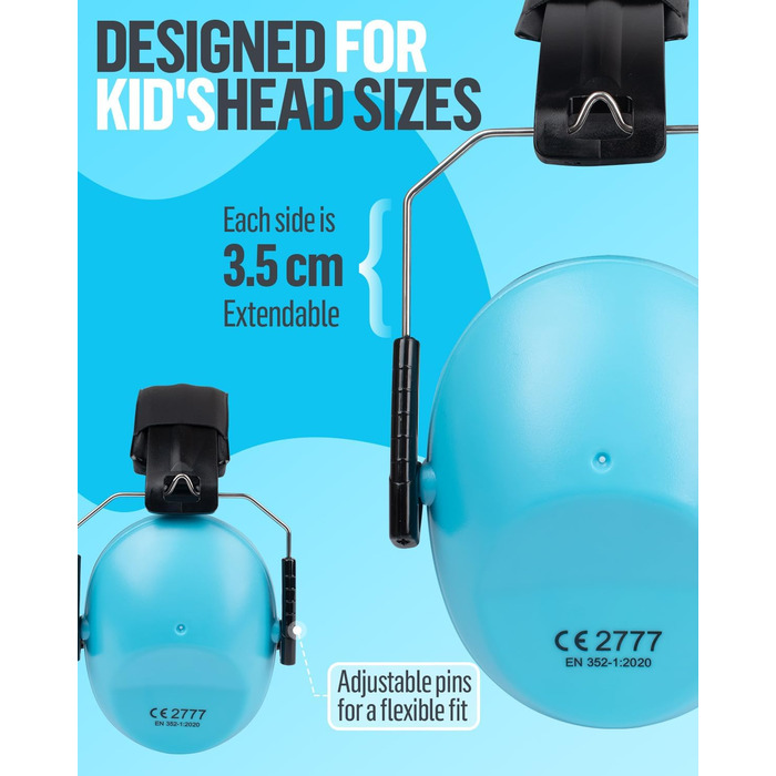 Навушники для захисту вух дитини, SNR 26dB, блакитні. Захист від шуму для сну, навчання, 3-16 років