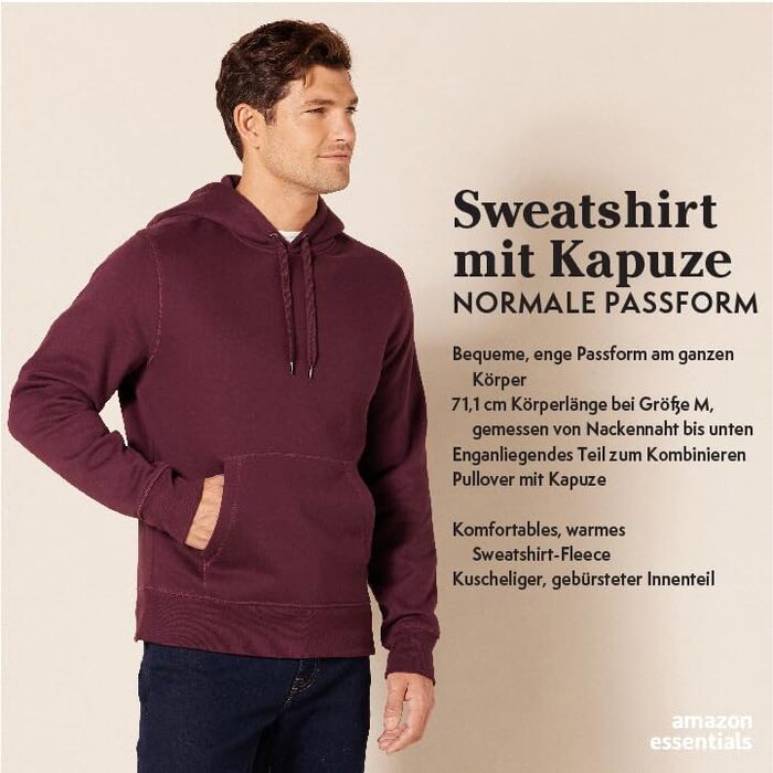 Чоловічий худі Amazon Essentials з капюшоном, щільна тканина, розмір XL, чорний