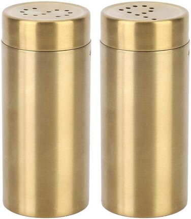 Набір для спецій Nikou: 2 шт. скляні солілки та перечниці з нержавіючої сталі, золоті