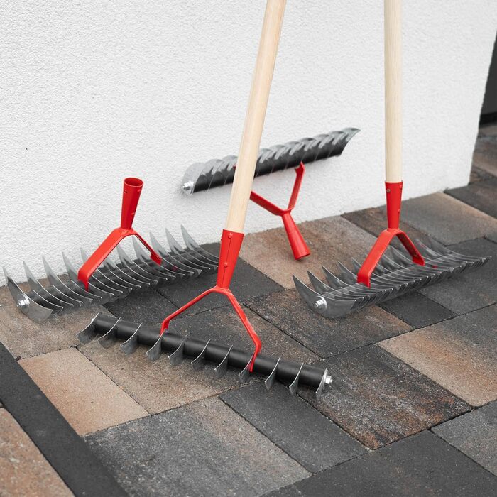 KADAX Scarifier, manual verticutter for garden, lawn, moss, metal garden accessories, cutting rake, cultivator, lawn aerator, hand verticutter (double-sided, with handle)
