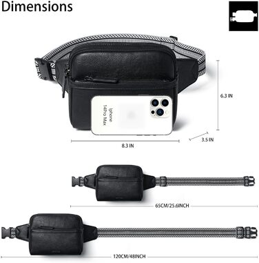 Women's Fanny Pack, Small Crossbody Bag for Women PU Leather Theft-Proof Waterproof Belt Bag Women's Hip Bag for Outdoor Sports, Travel, Cycling (Black)