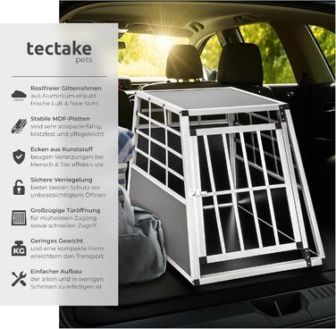 Транспортна переноска для собак tectake® XL - переноска для авто та дому, алюміній, для 2 собак, 97 x 90 x 69,5 см