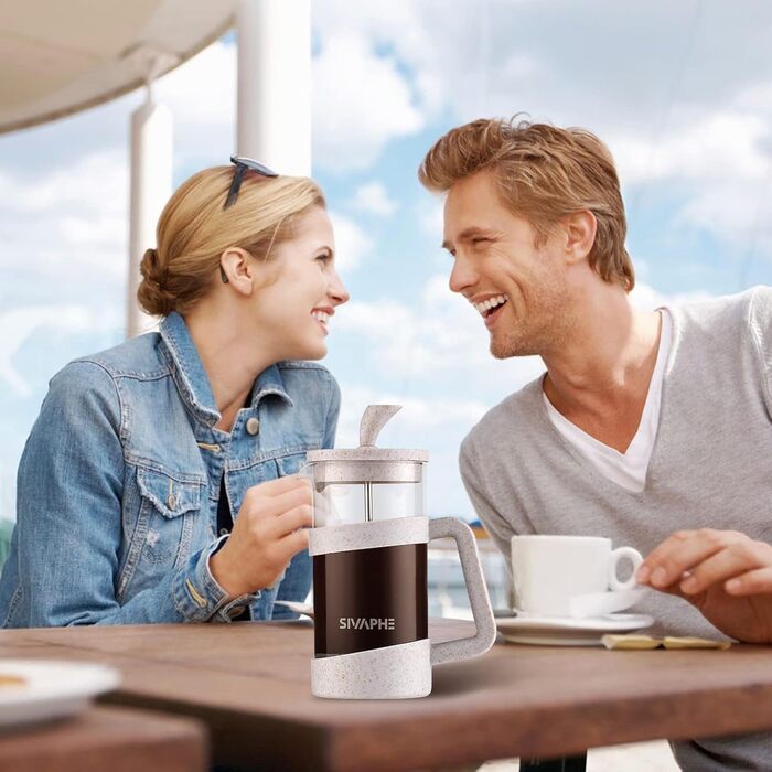 Френч-прес Sivaphe для кави, 350 мл, білий, з тришаровим фільтром