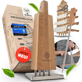 MARSHOLZ Knife Block without Knives, Magnetic [Integrated Sharpener] Knife Holder for Everyone | View Pictures Now