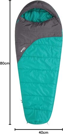 Спальний мішок Mountain Warehouse Summit 250 - 3/4 сезону, ізольований, мумієподібний, для кемпінгу та трекінгу, блакитно-зелений, довжина 200 см