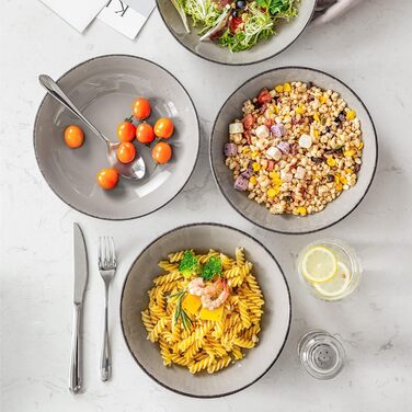 Набір супових тарілок Vancasso HARUKA Navia-gray, 4 шт, 1000 мл, кераміка