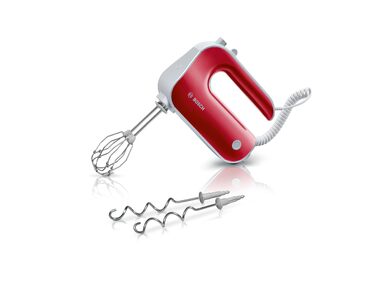 Ручний міксер Bosch MFQ40303: 500W, 5 швидкостей + Turbo, 2 віська, 2 гаки для тіста, нержавіюча сталь, темно-червоний/срібний